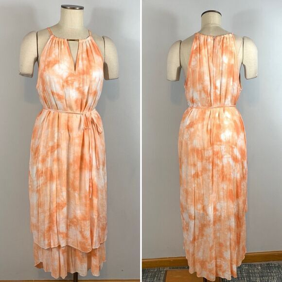 Mlle Gabrielle Dress Women SZ L Tie Dye Summer Sleeveless Tangerine Orange Boho - Picture 1 of 11